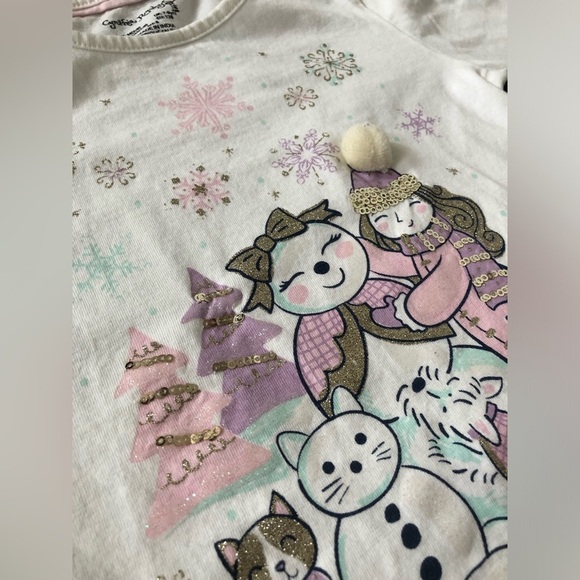 Cynthia Rowley Girls M (7/8) White Long-Sleeved Embellished Tee w/Lace Hem -EUC! - Picture 5 of 12